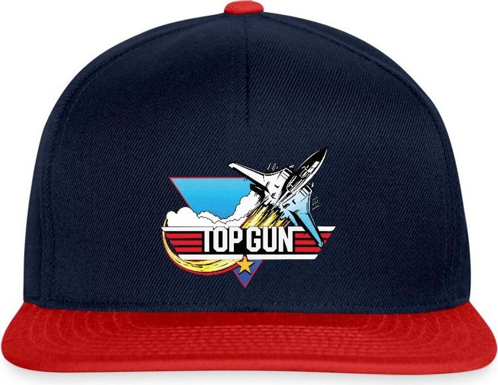 Spreadshirt Top Gun Fighter Kampfjet Logo Snapback Cap, One size, Navy/Rot