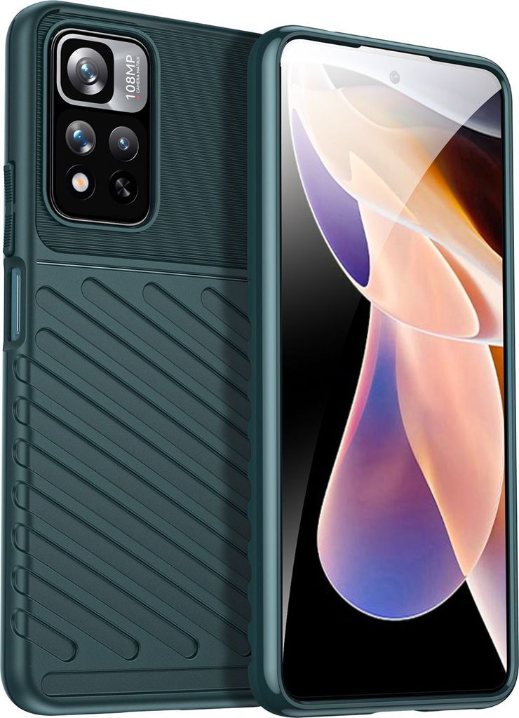 Mobigear Groove POCO M4 Pro 5G Hülle Flexibles TPU Backcover - Grün
