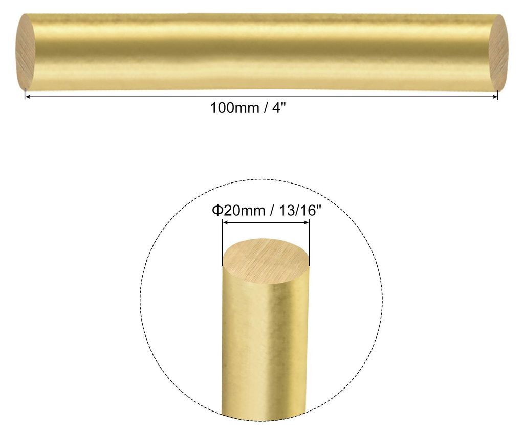 1 Stš¹ck Messingstangen 20 mm x 100 mm Messing Massiv Rund Material Drehbank Stange fš¹r Messer Griffe Stift Selbermachen Basteln Modell Flugzeug