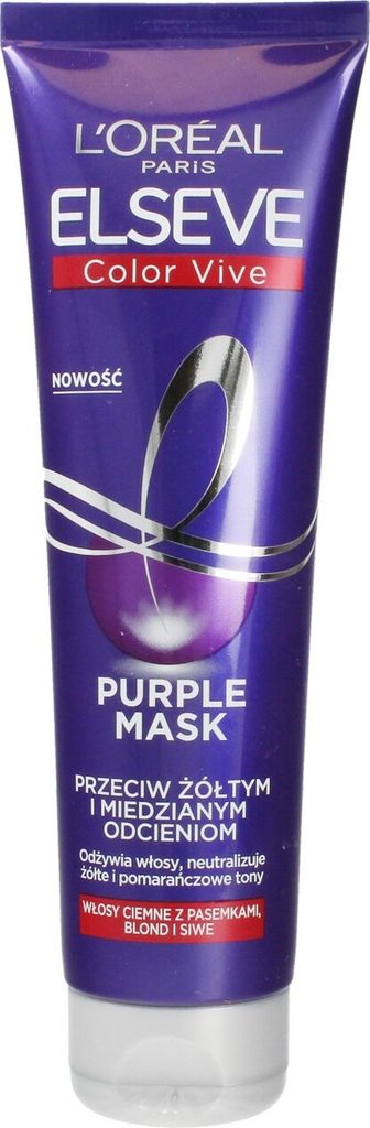 L'Oréal Paris Elseve Color-Vive Purple Mask for Blonde, Gray, and Striped Hair Color-Protecting and Moisturizing 150ml