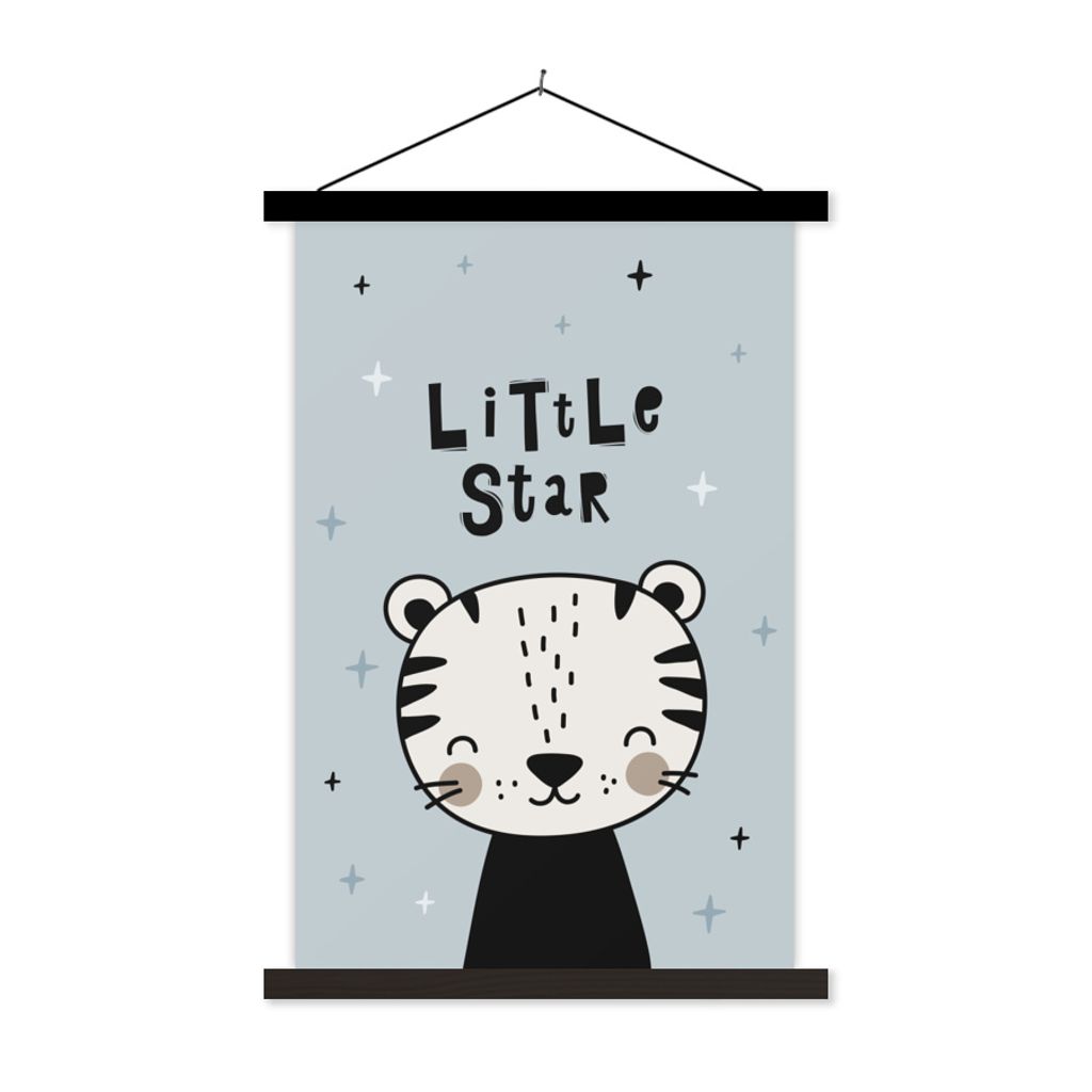 MuchoWow Textilposter Zitate - Sprichwörter - Kleiner Stern - Baby - Kinder - Kinder 60x90 cm mit schwarzem Rahmen - Poster Wohnzimmer