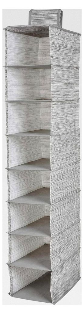 Faltbares Hängeregal mit Fächern, Hängeorganizer mit Einlegeböden, Aufbewahrungssystem für Kleiderschränke, Garderoben, Vliesstoff, Beige (8 ...