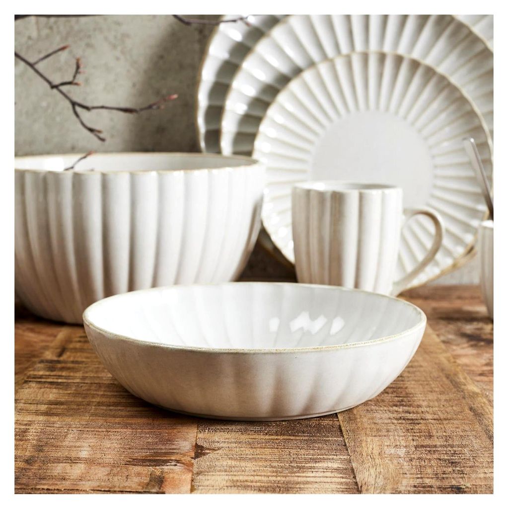 Suppenteller Eden 20 cm Keramik tief creme retro boho