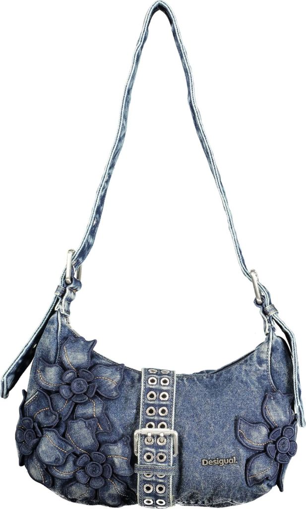 Blaue Damen Umhängetasche mit Kontrastdetails und Magnetverschluss