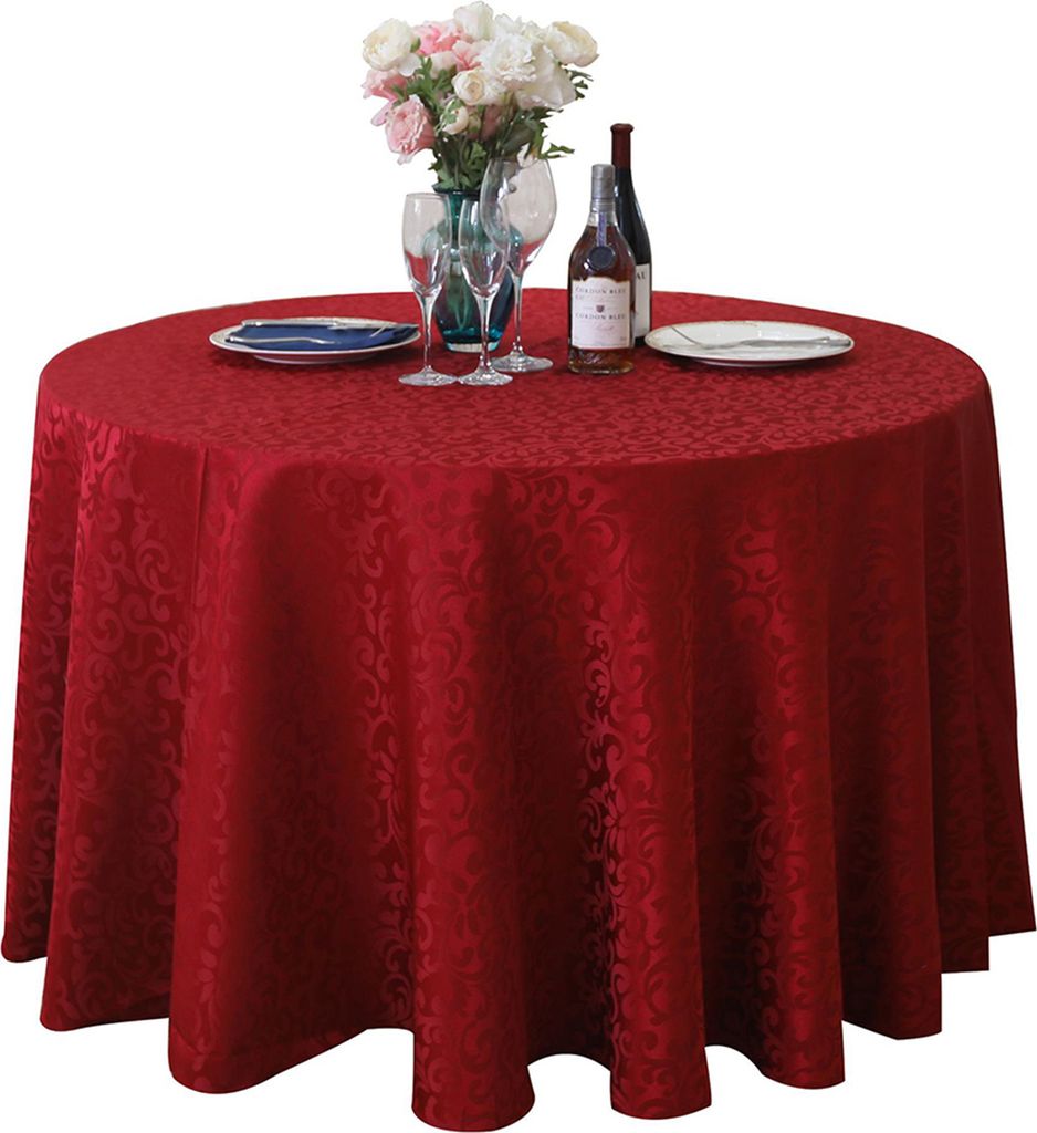 Tischdecke tränenfeste ohne verblassende Polyester -Waschablen Runde Tischdecke für die Küche-Weinrot