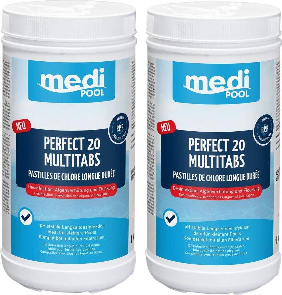 mediPOOL 3 in 1 Perfect 20 MultiTabs 2x 1 kg, mit 3fach Wirkung, Tabs je 20g