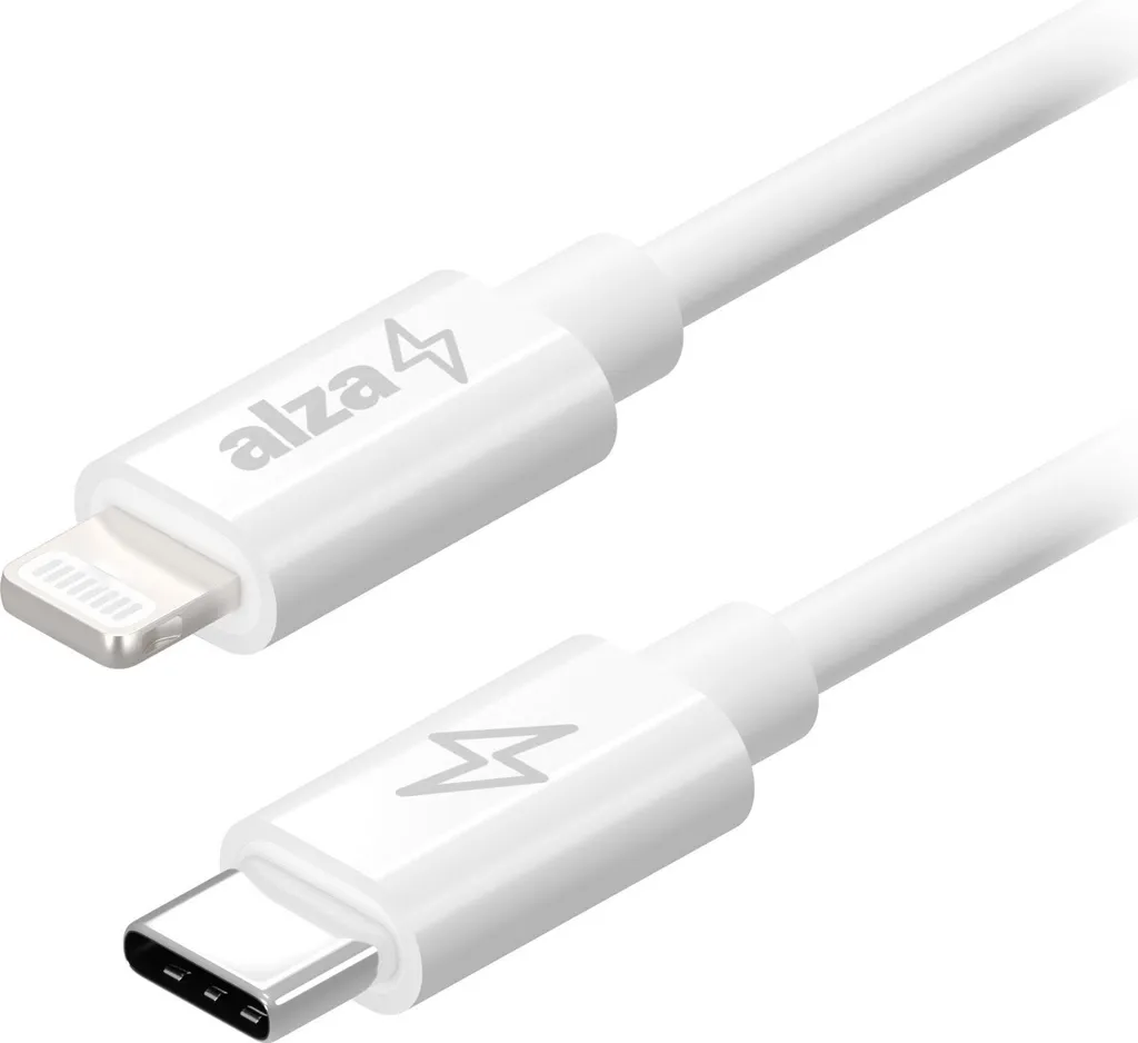 Câble Lightning vers USB-C 2m AlzaPower Core Blanc pour Charge Rapide