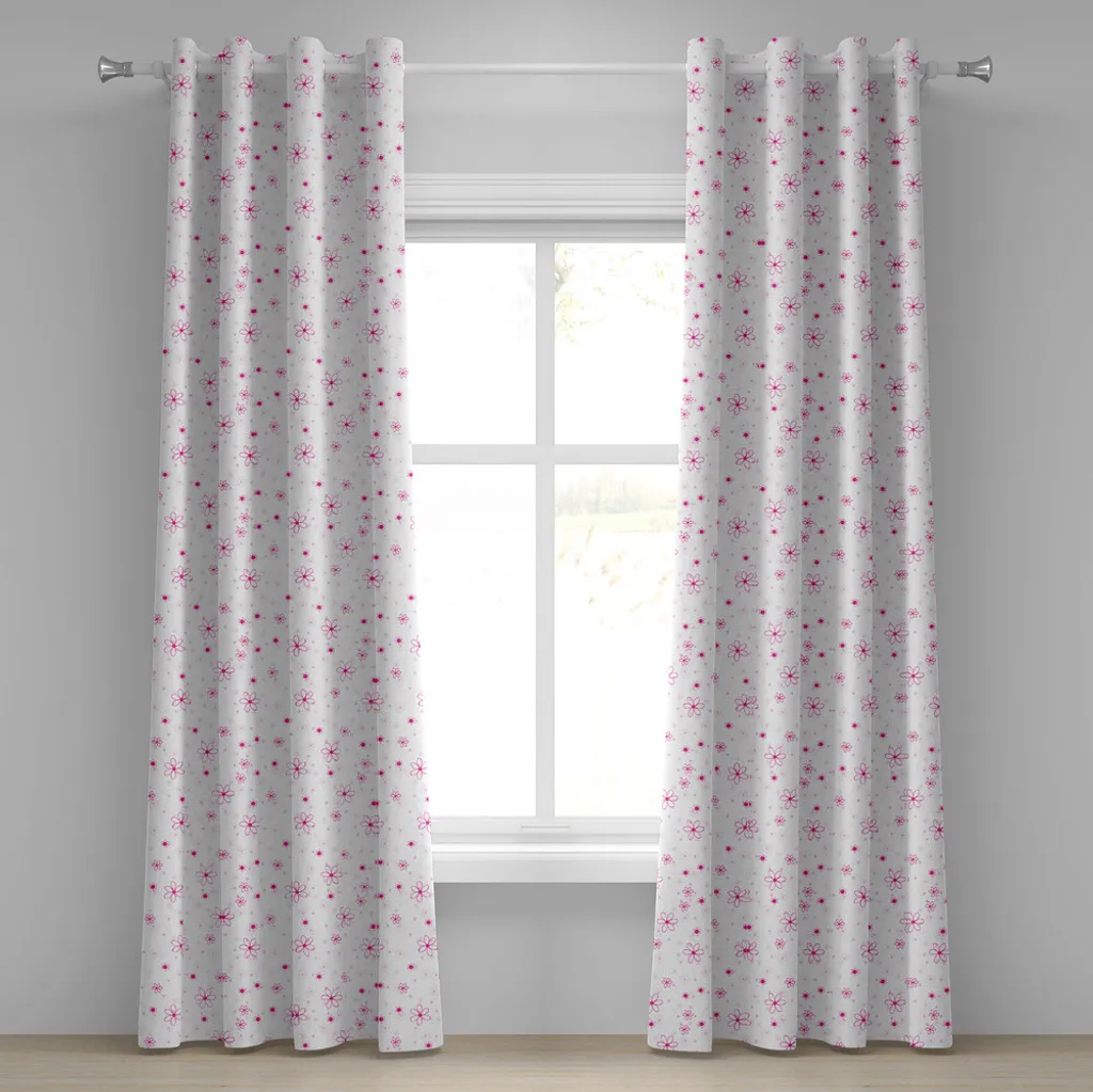 Tende Decorative 2 Pannelli Princess - Stile Primavera Fucsia 280x175