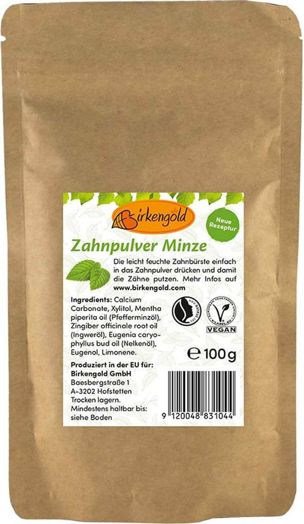 Zahnpulver - Minze Nachfüllpack 100g