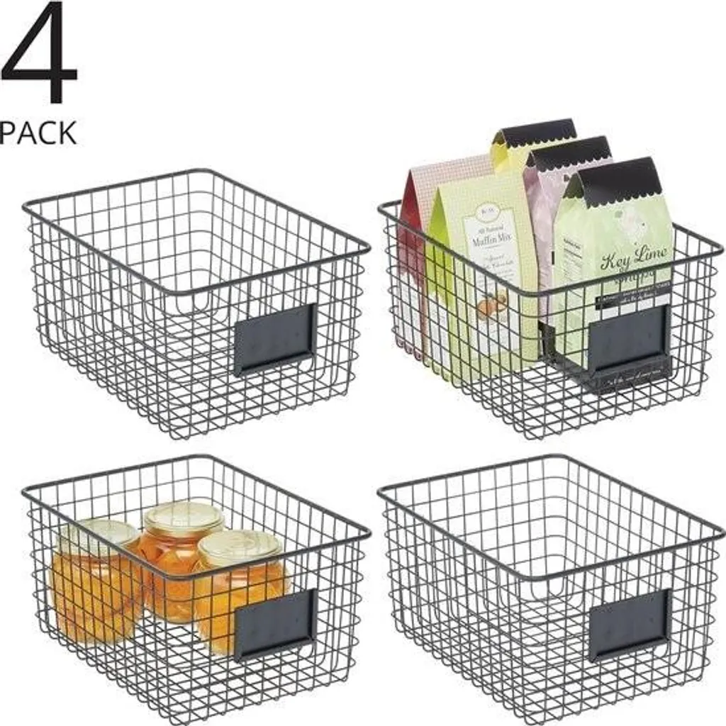 Corbeille métallique noire compacte et robuste - Set de 4 multifonction - 2