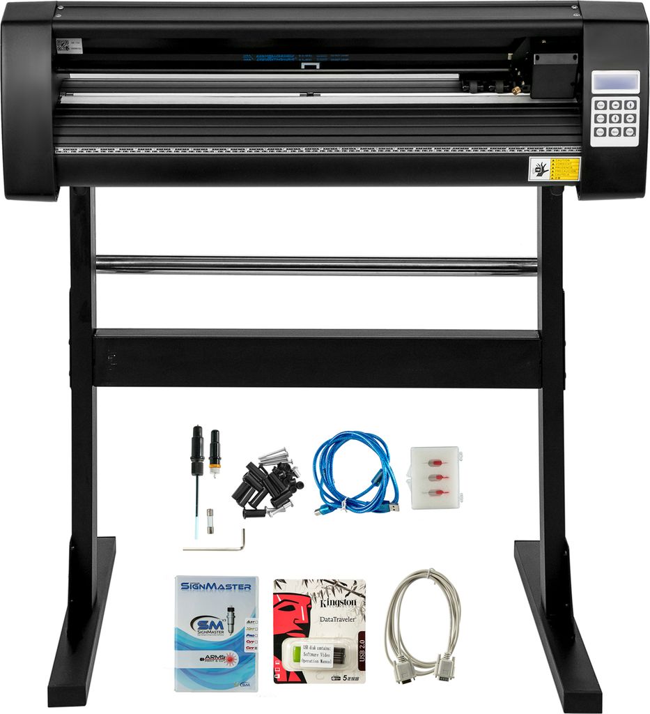 SucceBuy 28 Zoll Vinyl-Schneidemaschine, 720 mm Papierzufuhr-Plotter mit stabilem Bodenständer, Schwarz