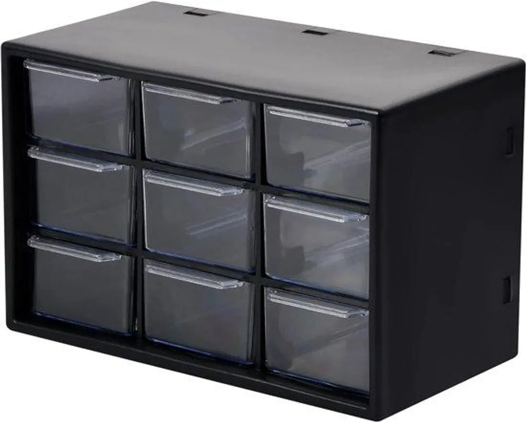 Boîte de rangement à 9 compartiments pour vis et petites pièces - Gris