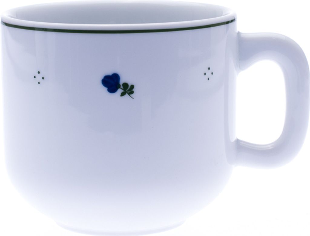 Großer Becher, Porzellan, blaue Blumen, 550 ml, G. Benedikt