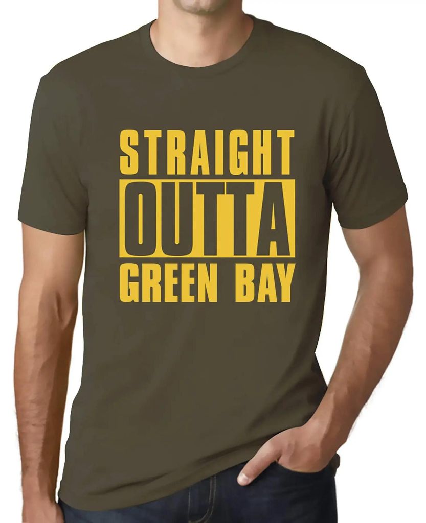 Herren Grafik T-Shirt Straight Outta Green Bay Öko-Verantwortlich Vintage Jahrgang Kurzarm Lustige Druck Geburtstag Geschenk Mann