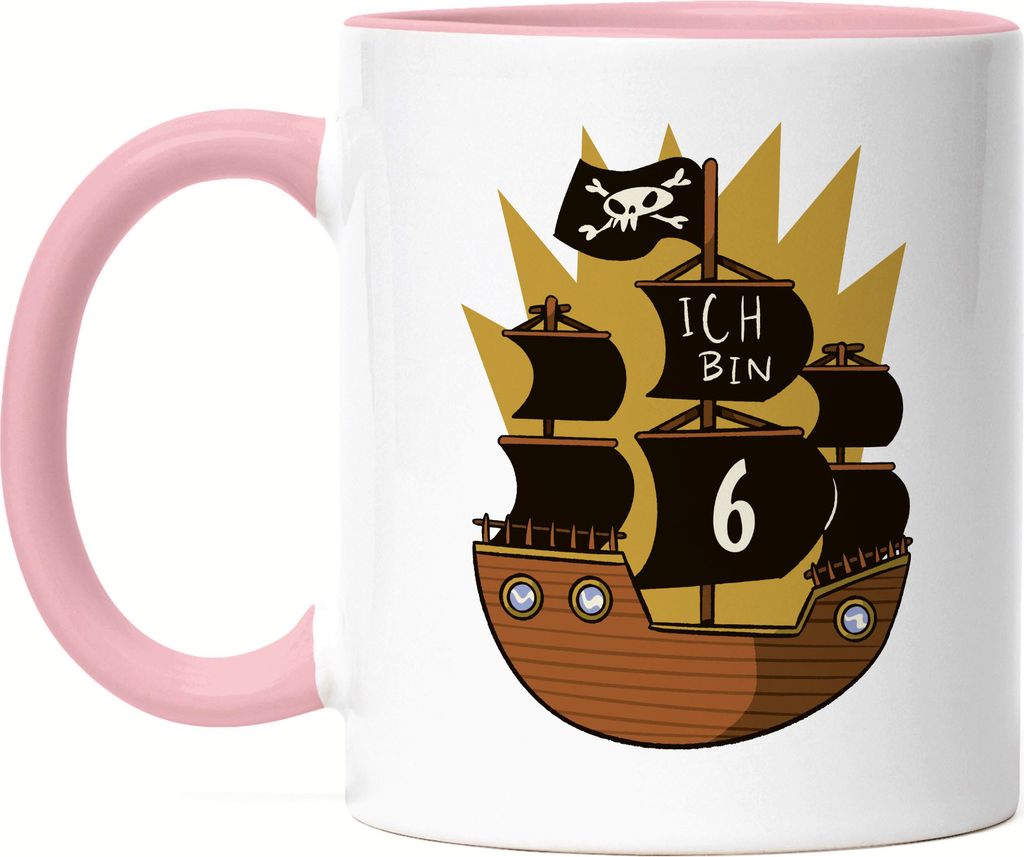 Geburtstag 6 Jahre Tasse Rosa 6 Jahre 6. Geburtstag Piraten Pirat Motto