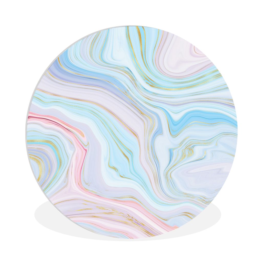 MuchoWow Rundes Wandbild - Runde Bilder Marmor - Pastell - Muster - Abstrakt Ø 90 cm Kreis Wanddekoration Kunststoff - Wandkreis - Wandschmuck -...