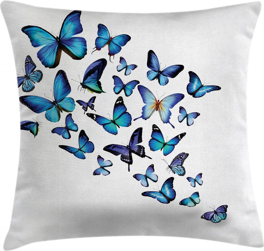 ABAKUHAUS Schmetterling Kissenbezug, Natur Botanischer Frühling, Digitaldruck Waschbar Farbfester Kopfkissenhülle Reißverschluß Beidseitiger Dr...