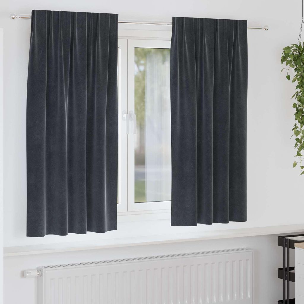 "im Angebot" Verdunkelungsvorhänge 2 pcs Dunkelgrau 140x175 cm Samt - Gardinen & Vorhänge CC18677