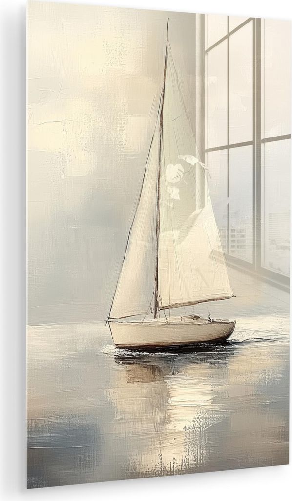 MuchoWow Glasbilder - Bilder auf Wandbild - Foto auf Glas Segelschiff - Meer - Bewölkt 20x30 cm Wanddekoration aus Glas - Acrylglasbild - Acrylbil...