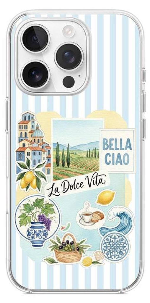 Hartschalenhülle für das iPhone 16 Pro, kompatibel mit MagSafe, transparent, Urlaub in Italien, italienische Spezialitäten, La Dolce Vita