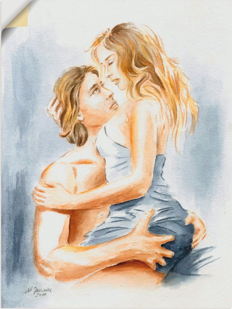 ARTland Wandbild, selbstklebend Verliebtes Pärchen - erotisches Aquarell Größe: 60x80 cm