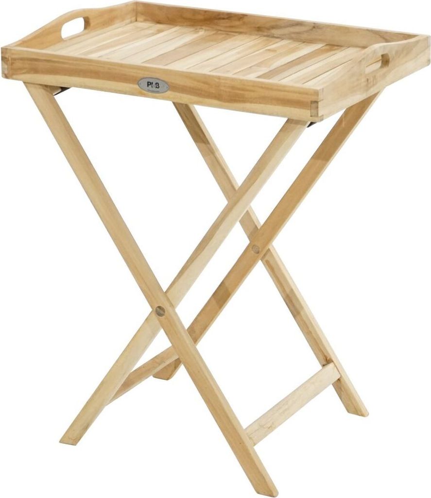 Klappbares Tablett Beistelltisch Teakholz Outdoor Garten Terrasse Balkon
