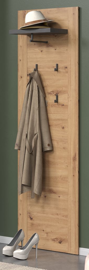 Garderobenpaneel "Follow" Wandgarderobe in Artisan Eiche, 62 x 199 cm
