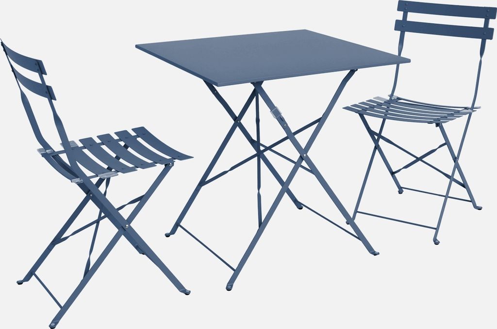 Set tavolo da giardino pieghevole in acciaio con 2 sedie, Immagine del prodotto 