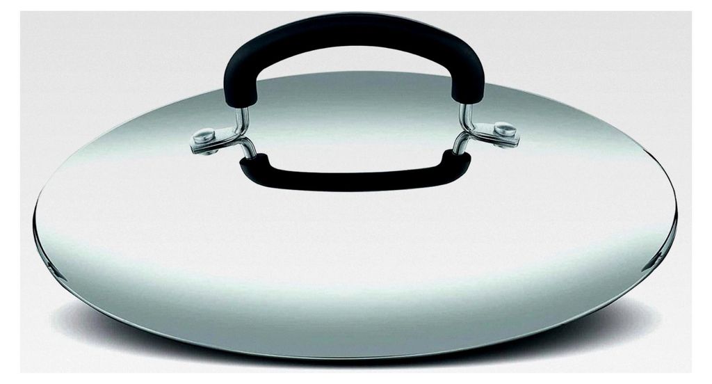 Praktischer Deckel aus Edelstahl 18/10, grau und schwarz, Durchmesser 22 cm