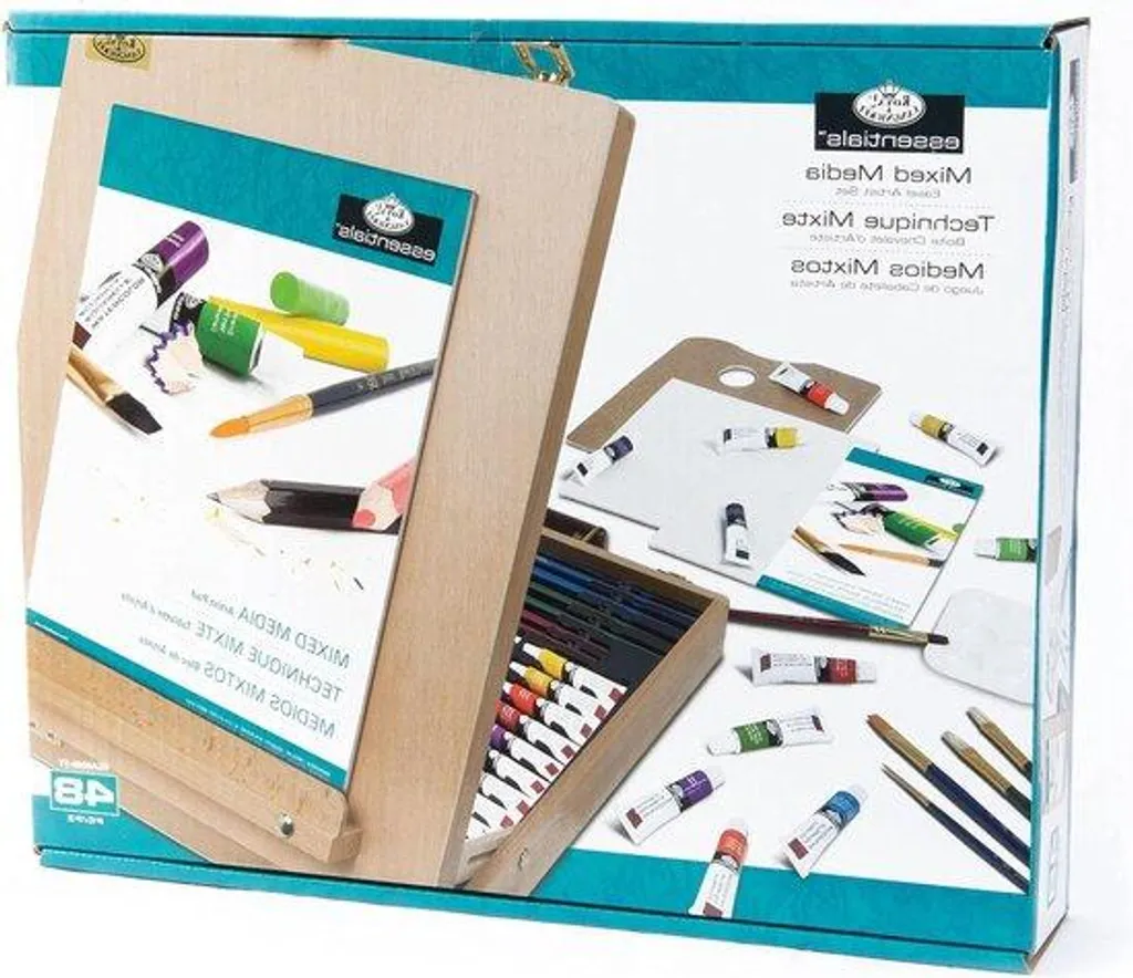 Kit peinture complet avec chevalet en bois et set de 24 tubes acryliques