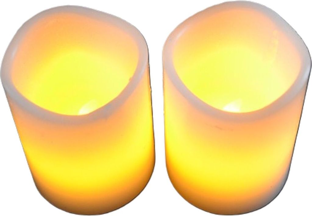 2er-Set LED Stumpenkerzen 5x6,5cm Flackerlicht Wachskerze Dekokerze Weihnachtskerzen