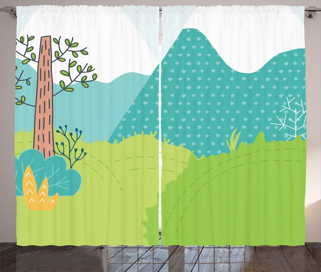 Rideau Rustique Vert Citron 280x225 cm avec Boucles et Crochets Inclus