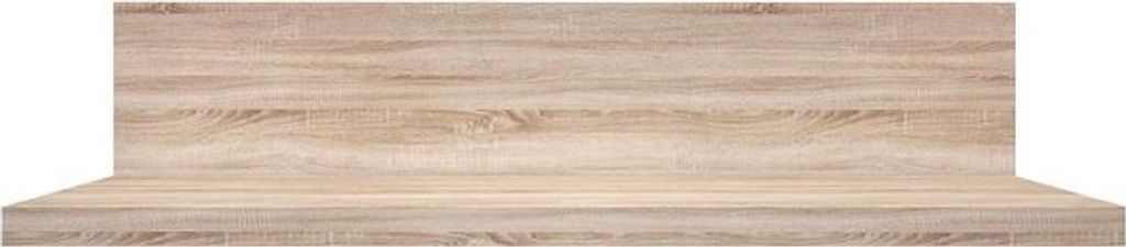 A wooden shelf and back panel.