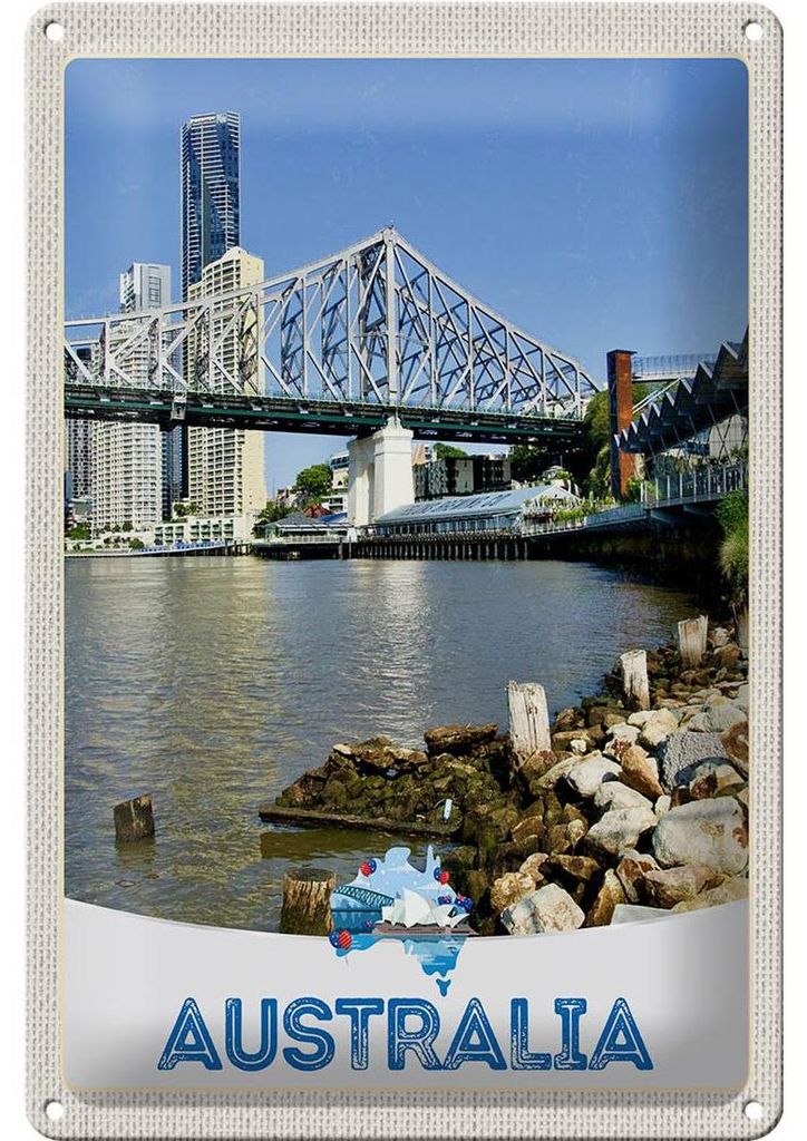 Blechschild Reise 20x30cm Australien Innenstadt Hochhaus