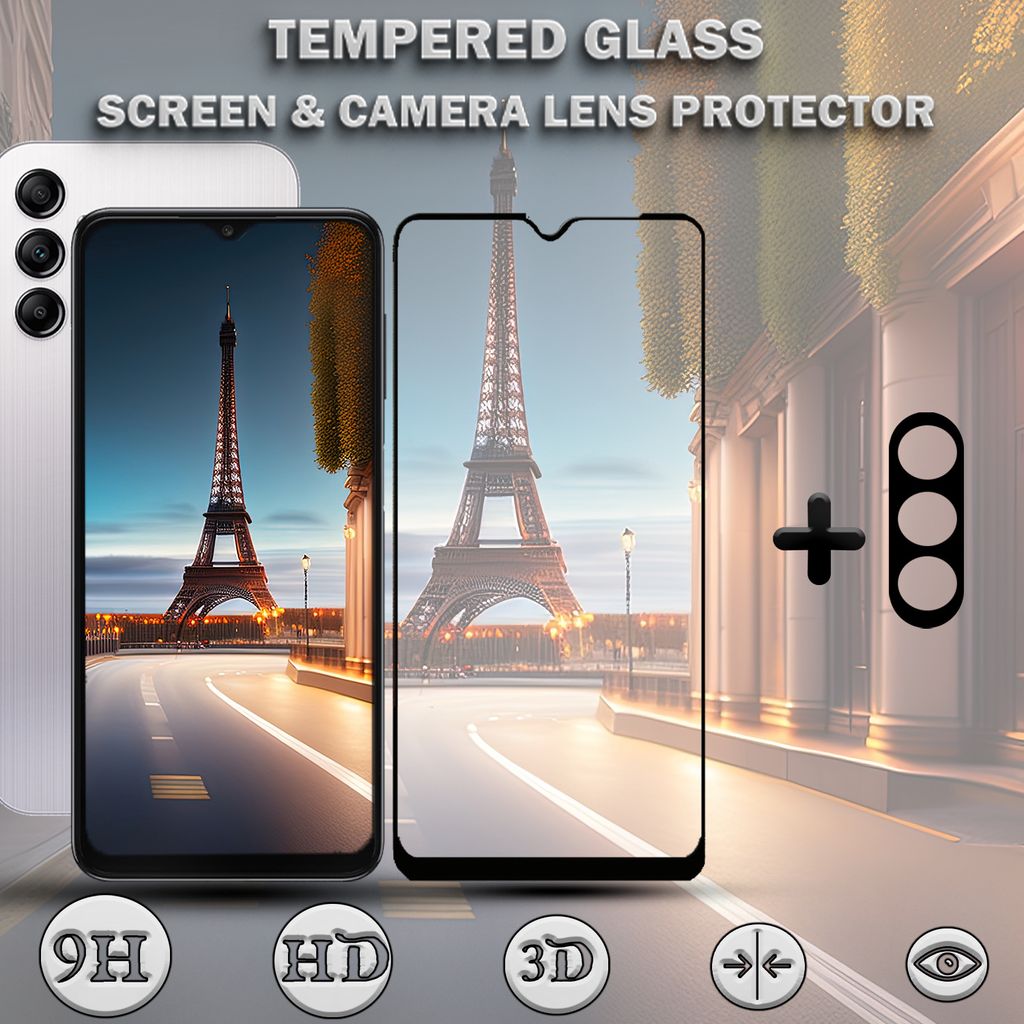 1-Pack SAMSUNG A15 5G Displayschutzfolie und Objektivschutz aus 9H gehärtetem Glas