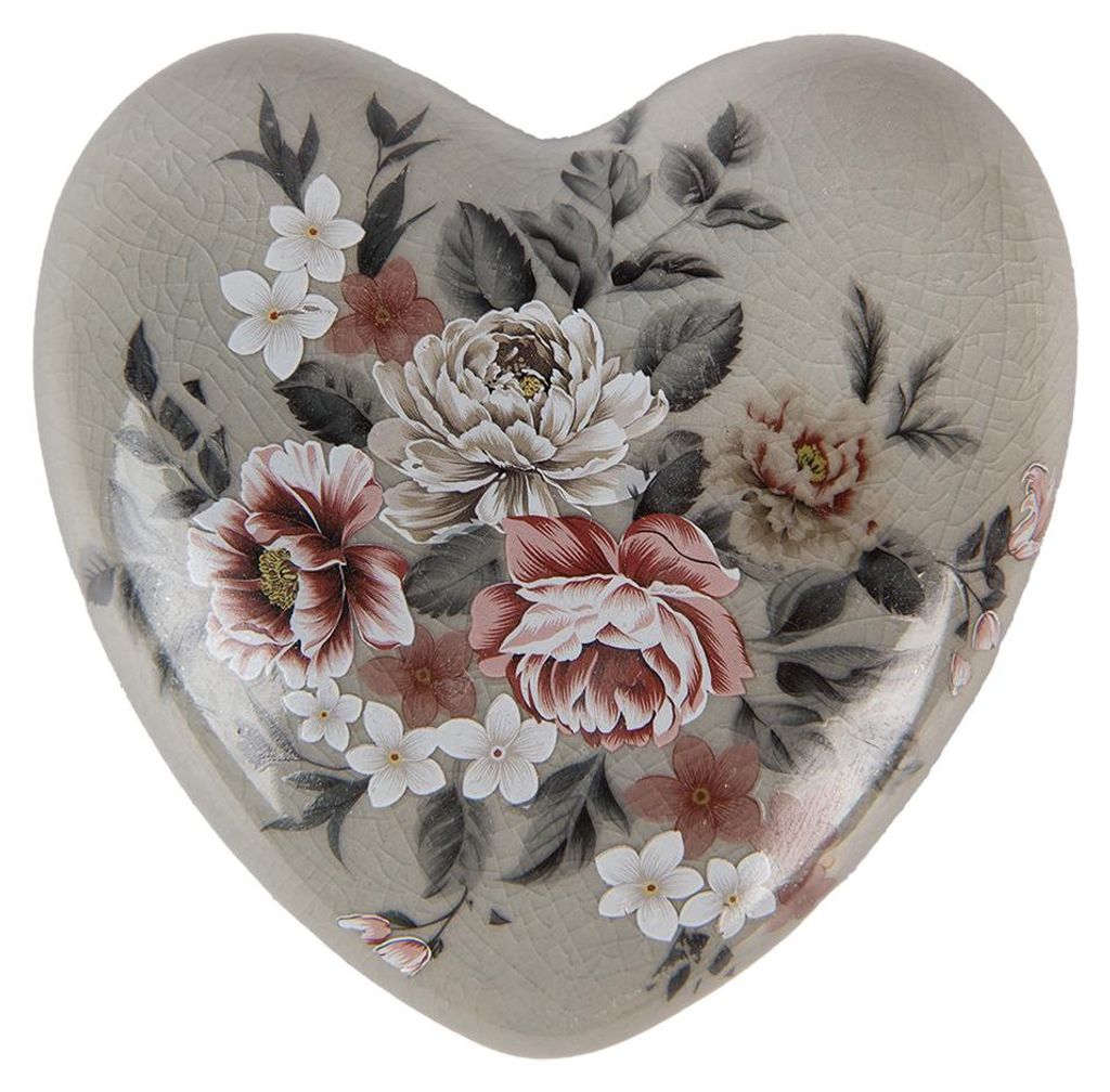 Clayre & Eef figurka dekoracyjna serce 11x11x4 cm szare Zdjęcie produktu 