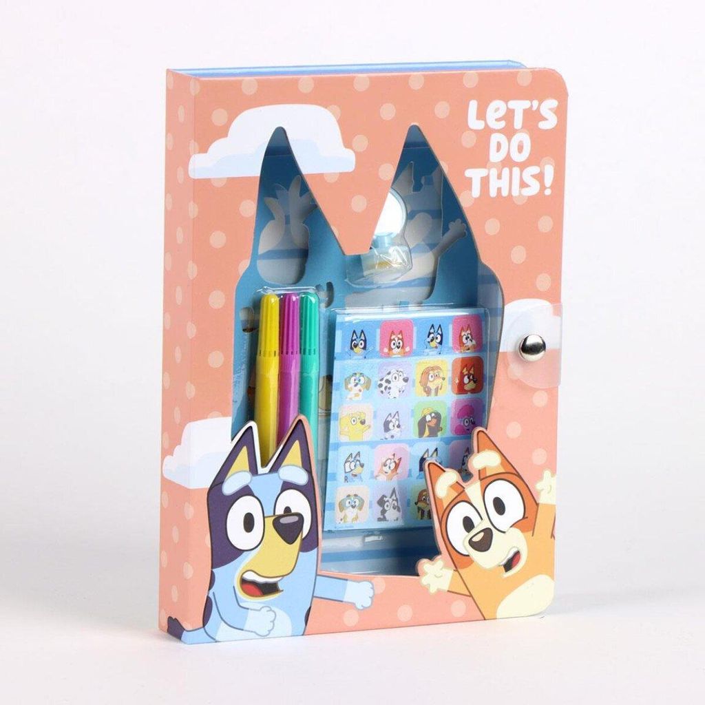 Bluey Notizbuch-Set für Kinder inkl. Stifte & StickerSchrein-Set