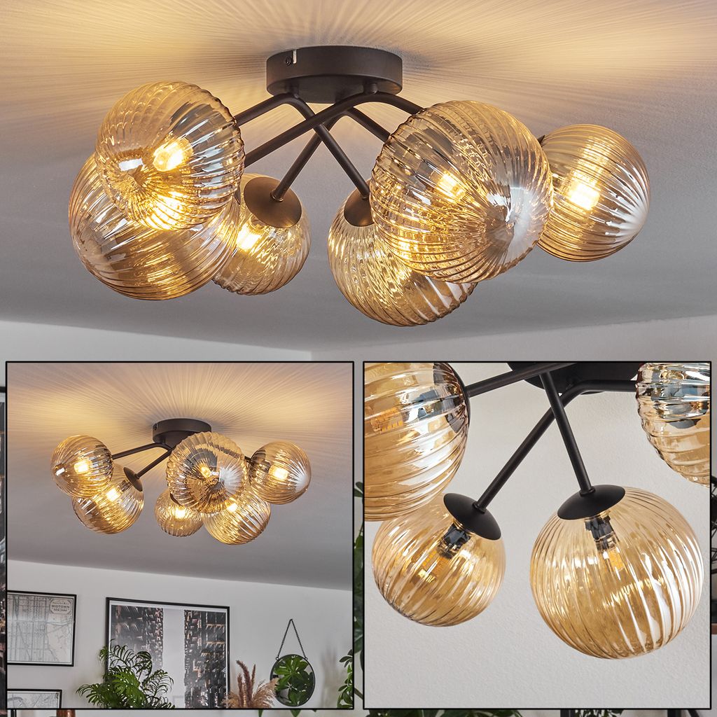Isorella Deckenlampe aus Metall/Riffelglas in Produktbild 