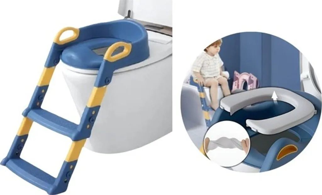Escabeau de toilette réglable enfant avec poignées KIDISTEPADBLUE bleu
