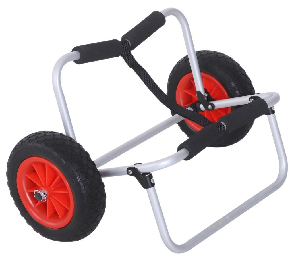 Kanuwagen Kajakwagen Surfwagen Klappbar Mit Gurt PolyurethanRäder Gepolstert Alu Silber Bis 90 Kg L70 X B40 X H42 Cm