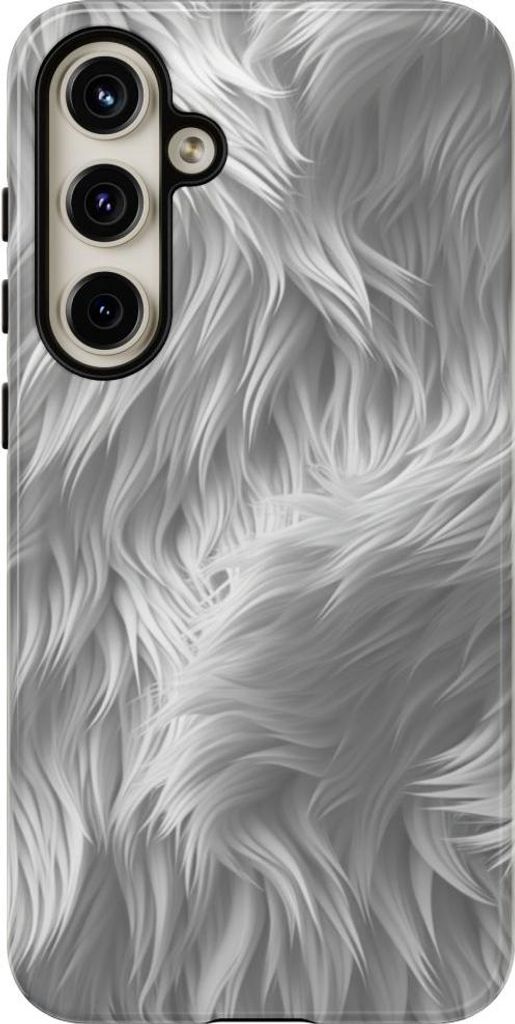 Glänzendes Design mit weißer Fellstruktur – Hülle Kompatibel mit Samsung Galaxy S24 Plus