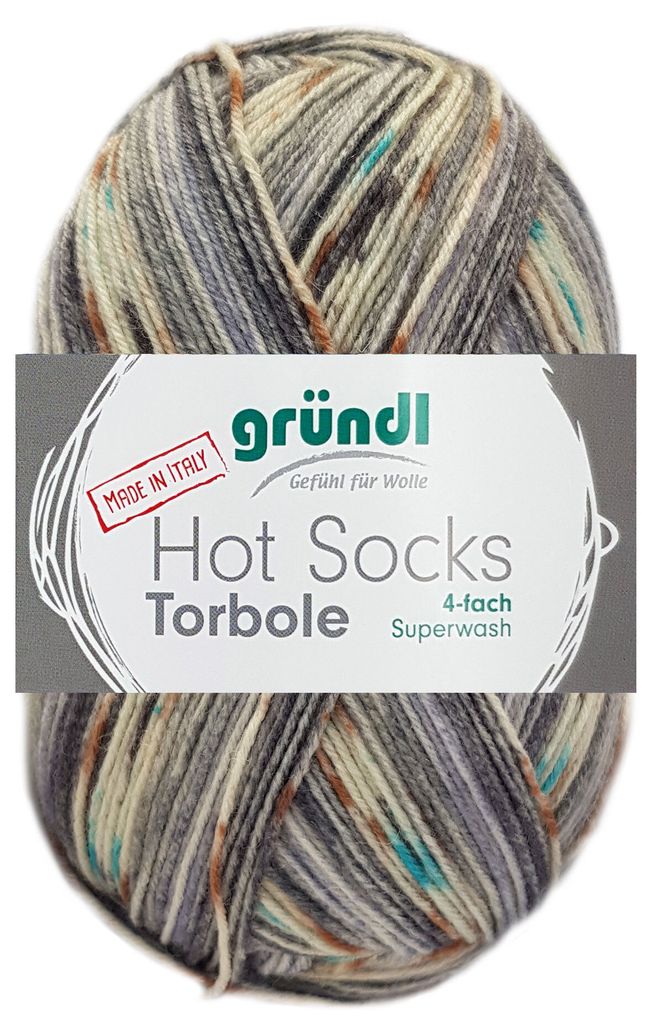 100 Gramm Gründl Hot Socks Torbole 4--fach 01 Grau Mix Produktbild 