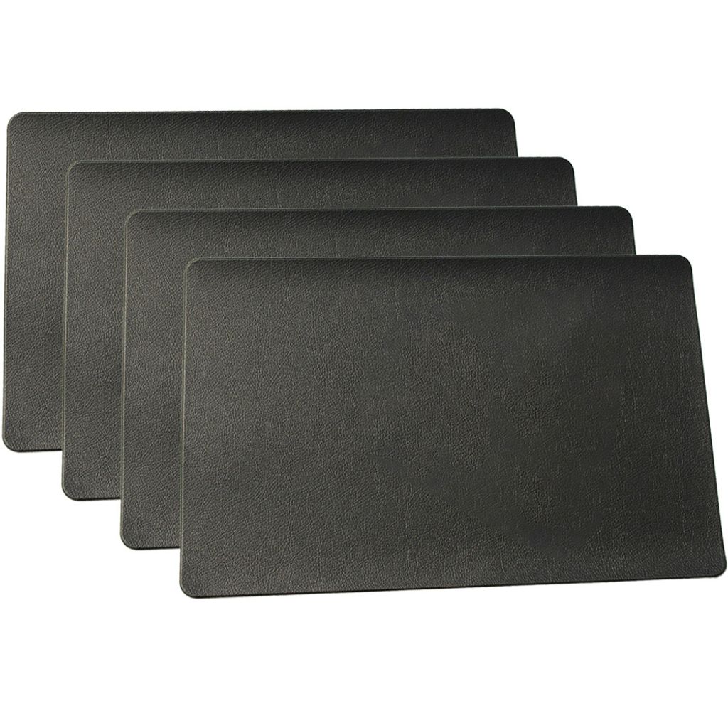 Tischsets Abwaschbar und Untersetzer, Tischsets Leder Platzdeckchen Platzset Abwischbar Doppelseitigen Tischsets,(Schwarz)