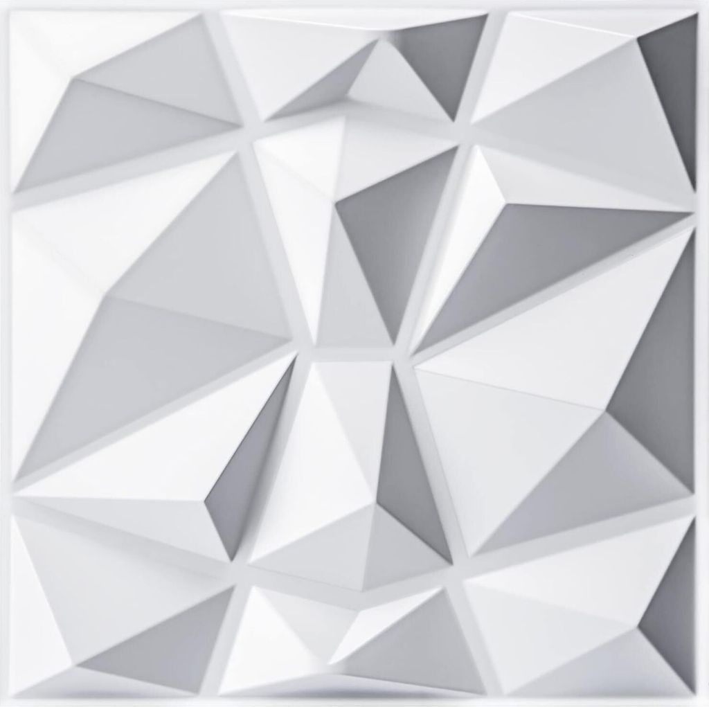 33 Stück 3D Wandpaneele Diamant Hochsteifes PVC, 30 x 30 cm, Nicht Verformbar, Recycelbar, Wasserfest, Hitzebeständig, Geruchsneutral,matt weiß