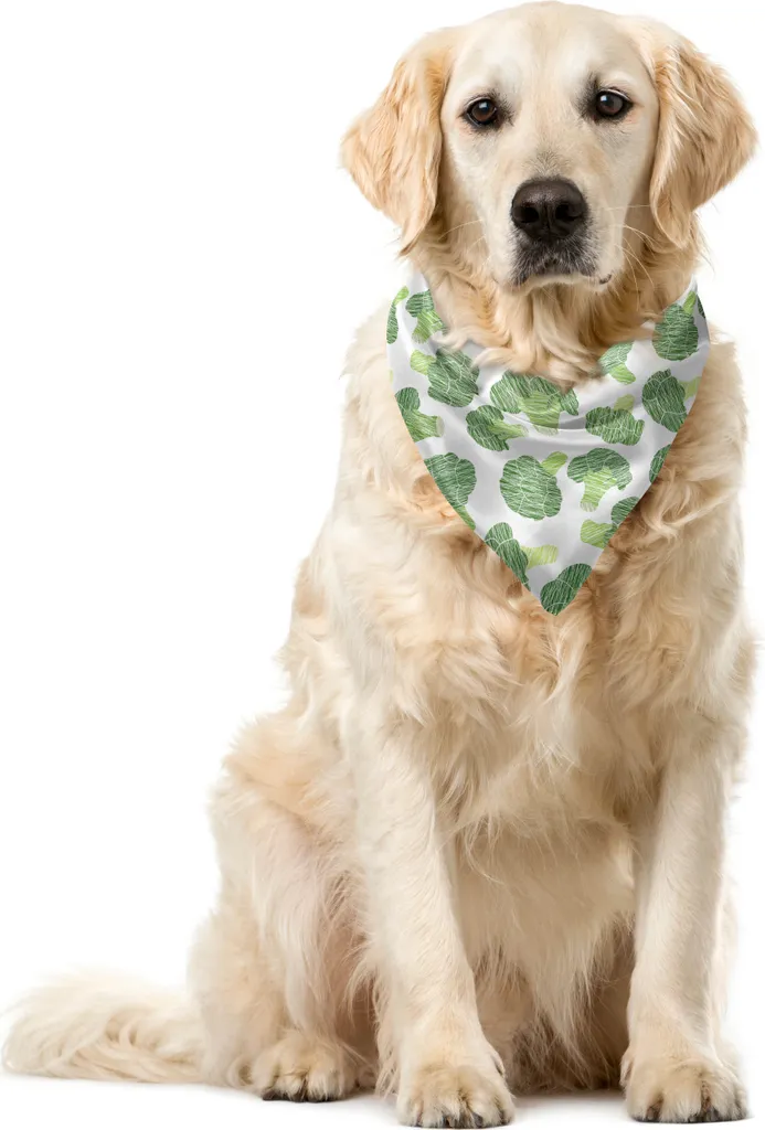 ABAKUHAUS Bandana Cani Broccoli Verde 55x55cm - Accessorio Pet Originale