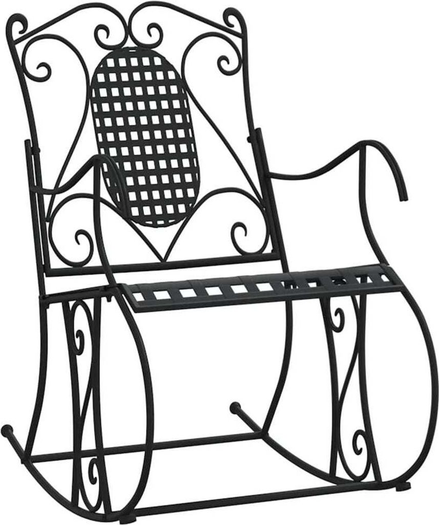 "SALE 2026" Schaukelstuhl - Sitzbank - Relaxsessel 84 cm Schwarz Stahl - Gartenmöbel DE8014113
