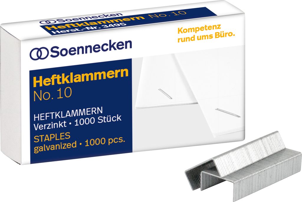 Soennecken Heftklammern 3495 Nr.10 verzinkt 1.000 St./Pack. Image du produit 