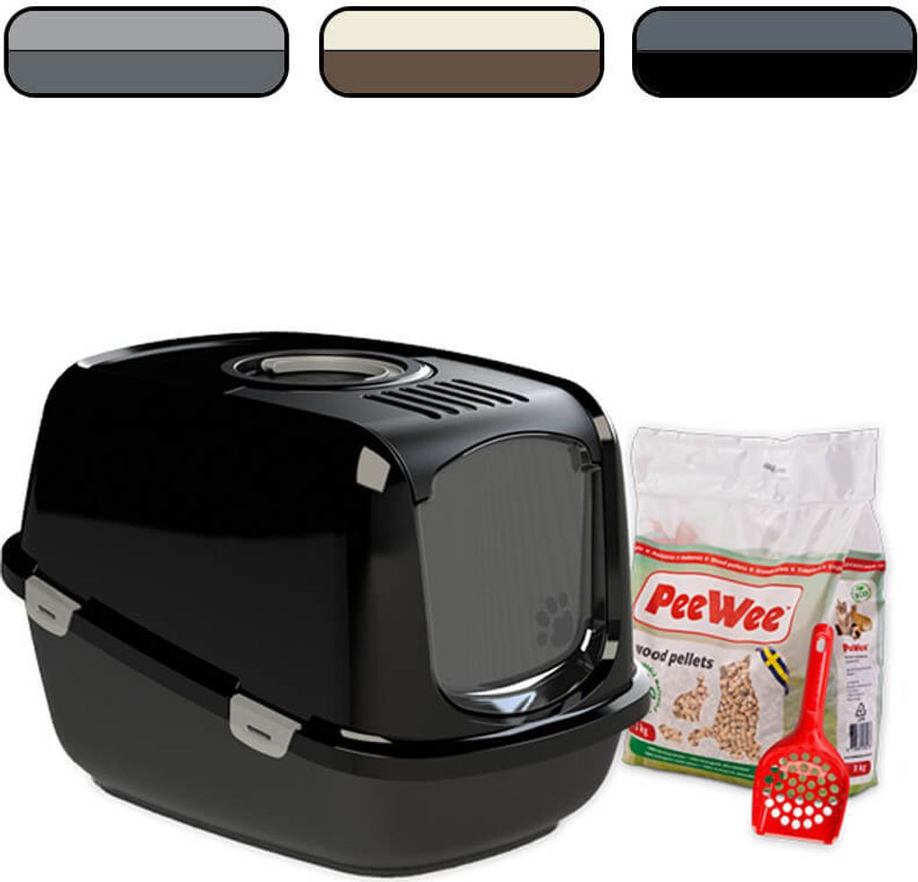 PeeWee EcoDome XXL Katzenklo mit Haube geschlossen inkl. 3kg Streu Holzpellets