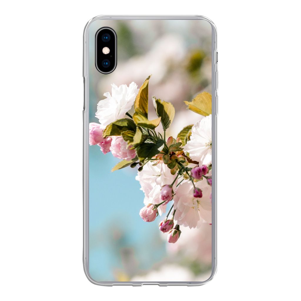 MuchoWow Handyhülle Schutzhülle Hülle für iPhone Xs Blumen - Blüte - Frühling Silikon Softcase Handy Hülle - Handytasche
