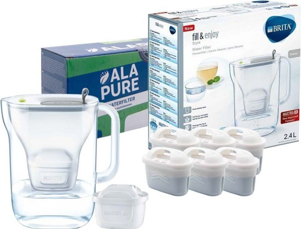 Brita Wasserfilterkanne 1021884 Fill & Enjoy Style inklusive 6 Alapure Maxtra+ Filter